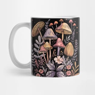 Botanical Cute Mushrooms And Flowers Garden Mycology Mug